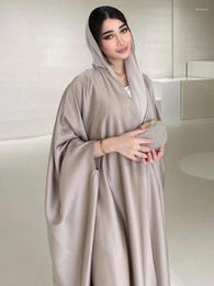 Ethnic Clothing Muslim Kimono Soft Satin Abaya Dubai Luxury Bat Sleeve Saudi Abayas For Women Hijab Dress Turkey Islam Kaftan Cardigan