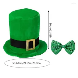 Berets StPatrick Day Green Hat With Buckle Belt Shamrock Sequins Bowtie Irish Celebration Festival Party Cosplay Costume Props