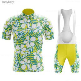 Cycling Jersey Sets 2023 New Summer Men's Clothing Cycling Shorts Flower Bicycle Set Road Bike Shirt Suit Summer Breathable Cycling Clothing SetsL240108