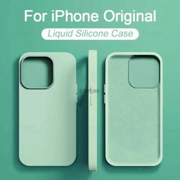 Cell Phone Cases Original For iPhone 13 11 12 14 Pro Max Mini Case Liquid Silicone Soft Cover For iPhone 14 7 8 Plus XS XR X SE Shockproof CasesL240105