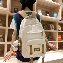 School Bags Harajuku Style Women Backpack Cute Pendant Bag For Girls Large Capacity Travel Backpacks Waterproof Bookbags Mochila