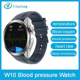 Watches W10 Smart Watch Men ECG PPG With Electrocardiogram Display Body Temperature Heart Rate Blood Pressure Monitor Smartwatch Fitness