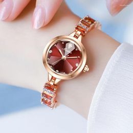 Wristwatches Luxury Crystal Women Watches Fashion Casual Female Ladies Stainless Steel Quartz Waterproof Girlfriend With Box