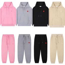 Men's Tracksuits Amis Hoodie and Women's Designer Sports Suit Sweatshirt Embroidery Aword Red Love Thin Round Neck Pullover