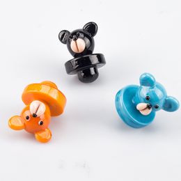 Headshop888 CA025 Smoking Pipe Tools Carb Cap Colourful Bear Style OD 25mm Caps Dab Rig Bubbler Glass Bong Quartz Banger Nail Tool Accessory