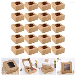 Take Out Containers 20 Pcs Window Bread Box Cake Container Disposable Boxes Bento Food Kraft Paper Cupcake