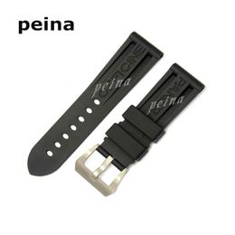 22mm 24mm MAN NEW Top Grade Black Diving Silicone Rubber Watch BANDS Strap FOR PANERAI BANDS253y