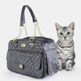 Carrier YUEXUAN Designer Fashion Dogs Tote Bags Pet Carrier Portable Travel Carry Bags Faux PU Leather Mesh Breathable Cat Dog Outer Bag H