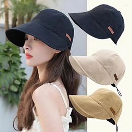 Ball Caps Breathable Peaked Cap Foldable Wide Brim Sunscreen Baseball Hat Solid Color Empty Top Beach Sun Hats Adjustable Drawstring