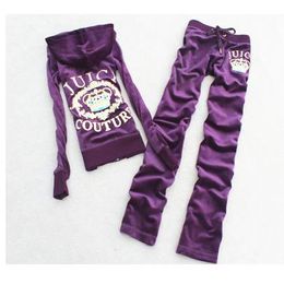 Y2K Tracksuits Womens Clothing Two Piece Set Velour Track Suit Women Juicy Velvet Tracksuit Hooded Sweatshirt and Pants Set 77