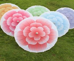 82cm Diameter Colorful Jasmine Bloom Dance Performance Flower Umbrella Chinese Cloth Hand Made Parasol Gift7231945