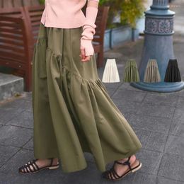 Skirts Fishtail Long Skirt Female Elegant High Waist Pleated Design Large Swing Maxi