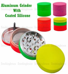 Aluminum Tobacco Herb Grinder With Coated Silicone 25 Inch 4 Piece Silicone Smoking Grinders Metal Smoke Hand Muller vs sharpston9935083