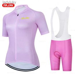 Cycling Jersey Sets Women Cycling Jersey Cycling Clothing Set Pink Summer Breathable Bike Jerseys Bicycle Mountain Wear Mtb Clothes Ropa CiclismoL240108