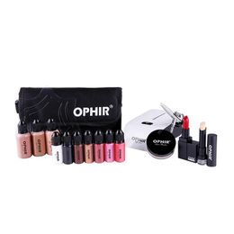 Sets Ophir 0.3mm Airbrush with Air Compressor Concealer Foundation Lipstick Blush Eyeshadow Set & Airbsuh Bag Makeup System _op001