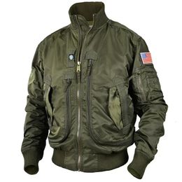 Men Tactical Military Jackets Big Pocket Pilot Baseball Air Force Coat ArmyGreen Bomber Jacket Stand-collar Motorcycle Outwear 240108