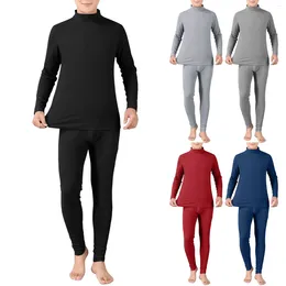 Men's Tracksuits Men Round Neck Pure Thermal Underwear Set Thin Autumn Clothes And Pants Bottoming Shirt Korean Fashion Mens Clothing