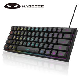 Keyboards MageGee TS91 Mini 60% GamingOffice Keyboard Waterproof Keycap Type Wired RGB Backlit Compact Computer for WindowsMac 231228