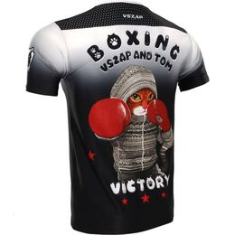 322 Combat Cat Wear Fighting Training Boxing Vszap Short-sleeved T-shirt Men's Competition Running Workou