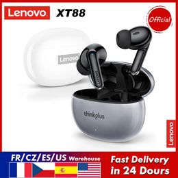 Earphones NEW Original Lenovo XT88 Wireless Earphone Bluetooth 5.3 Dual Stereo Noise Reduction Bass Touch Control Long Standby Headset