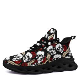 Coolcustomize Custom skull fashion comfortable women's MS sneakers happy Halloween design cool light weight unique couple sneaker running tennis sports shoes