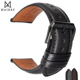 MAIKES Super Quality Genuine Leather Watch Strap Black Brown 18 19 20 21 22 24mm Watchband For DW Bands 240106