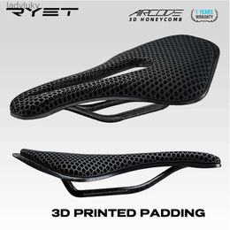 Bike Saddles RYET 3D Printed Bicycle Saddle Ultralight Carbon Fibre Hollow Comfortable Breathable MTB Gravel Road bike Cycling Seat PartsL240108