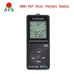 Radio Hanrongda Hrd767 Mini Pocket Radio Aircraft Band Receiver Portable Radios Lcd Display Lock Button Fm/am/air Radio with Earphone