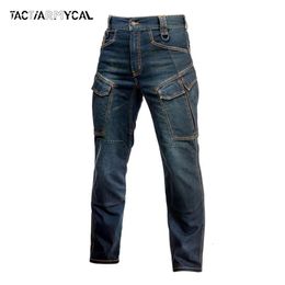 Autumn Men Pants Military Tactical Jeans Male Multiple Pockets Cargo Pant Casual Straight Dimem Jeans Trousers Plus Size S-4Xl 240125