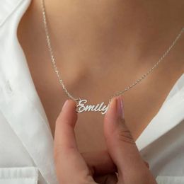 Customised 925 Sterling Silver Name Necklace For Women Personalised Custom Nameplate Jewellery Birthday Gift 240106