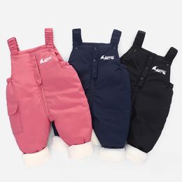 Winter Children Warm Overalls Autumn Boys Thick Pants Baby Girl Jumpsuit For 1-4 years High Quality Kids Ski cotton Overalls 240108