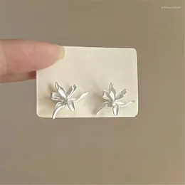 Stud Earrings Fashion Silver Color Flower Cold Wind Temperament Simple Trendy Statement For Girls Gift Jewelry