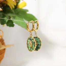 Dangle Earrings WILD & FREE 18K Gold Plated Natural Stone Stainless Steel Drop For Women Green African Turquoise Charm Vintage Jewellery