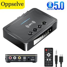 Connectors Oppsee Bluetooth 5.0 Receiver Transmitter 3d Stereo Music 3.5mm Aux Jack Rca Dongle Nfc Wireless Adapter for Car Tv Pc Speaker