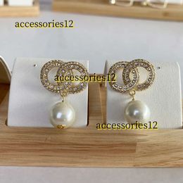 Stud Golden small pearl earrings Channel Pearl Diamond Drop Gold Earrings Designer for Woman Fashion Brand Silver Wedding Earings with Never Fade earrings 2024