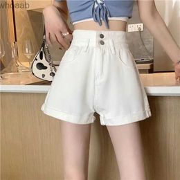 Women's Shorts Sexy Denim Shorts For Women 2023 Summer New High Waisted Loose Shorts Double Button Cotton Shorts White Wide Leg Hot Pants S-5XL YQ240108