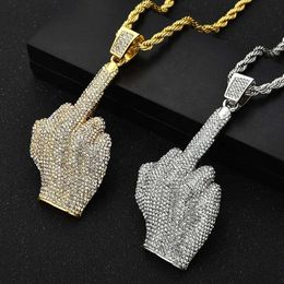 Trendy Street Style Rock Hip Hop Heavy Industry Full Diamond Big Finger Pendant Fashion Luxury Fine Jewellery Necklace for Men