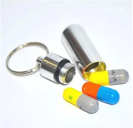 Wholesale waterproof 9-color Aluminium pill box bottle cache rack container key chain pharmaceutical packaging key chain