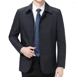 Men's Jackets Men Business Jacket Spring Autumn Suit Casual Coat Long Sleeve Turn-down Collar Single Breasted Solid