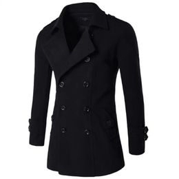 Men British Style Double Breasted Trench top Coat Mens Long trench Coat Masculino male Clothing Classic Drop Overcoat 240108