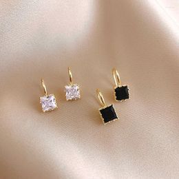 Stud Earrings 2024 Simple Black White Irregular Polyhedron Pendant Small For Woman Fashion Korean Girl Unusual Jewelry Gifts