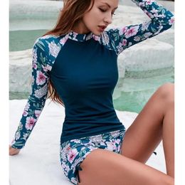 Skirts Women's Swimsuits Tankini Set Female Long Sleeves Swimwear 2022 New Sports Pool Beachwear Twopiece Bathing Suits with Shorts