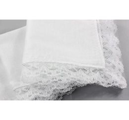 25cm White Lace Thin Handkerchief 100 Cotton Towel Woman Wedding Gift Party Decoration Cloth Napkin Diy Plain Blank jllkrf sinaba4983305