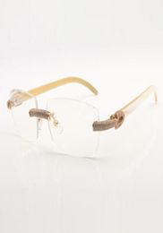 Micropaved diamonds Buffs sunglasses frames 3524015 with natural buffalo horn legs and 57 mm clear cut lens4951071