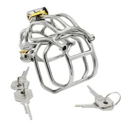 Male Chastity Device PA Puncture Cock Cage Stainless Steel Sex Toys For Men Penis Lock Cock Ring Adult Toy Newest Design520