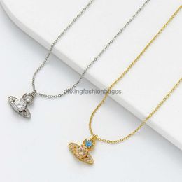 Designers jewels Vivienne Classic Saturn Zircon Western Empress Dowager Necklace Personalized and Minimalist Clavicle Chain INS Design Sense Temperament Neckla