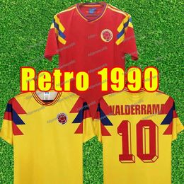 Retro Colombia 1990 Home Soccer Jerses Valderrama Escobar Futbol Camiseta Vintage Football Shirt Classic Kit Tops #2 #19 World Cup HOME _Jersey