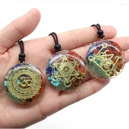 Pendant Necklaces Reiki Healing Energy Seven Vein Natural Crystal Gravel Resin Necklace Fashion 6pc Good Quality Charm Gift