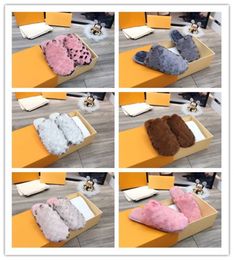 Designer Luxury Womens Bom Dia Flat Mules PASEO Pool Pillow Comfort Mule Fur Mink Slippers With Box Best quality
