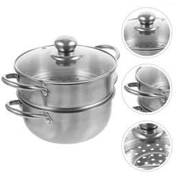 Double Boilers Pot Steamer Stainless Steel Soup Cooking Cookware Steam Kitchen Cooker Vegetable Stock Stockpot Induction Seafood Pots